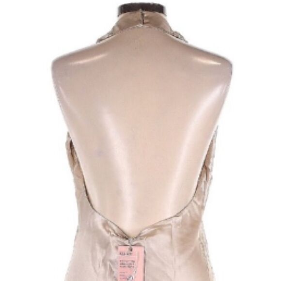 NEW Quince Silk Stretch Washable Twist Halter Midi Backless Dress Cream Size L - Picture 7 of 14